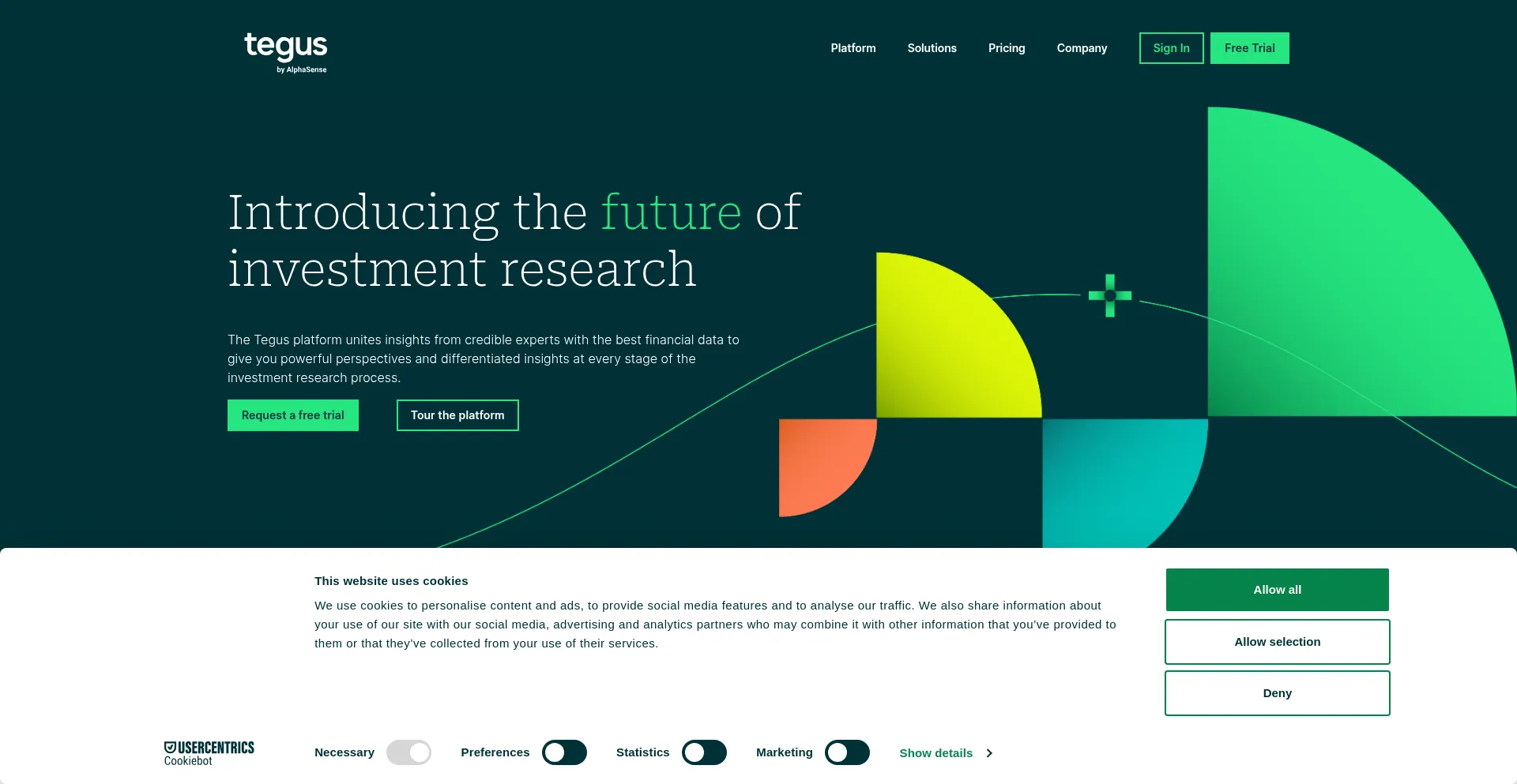 Website screenshot of Tegus.com