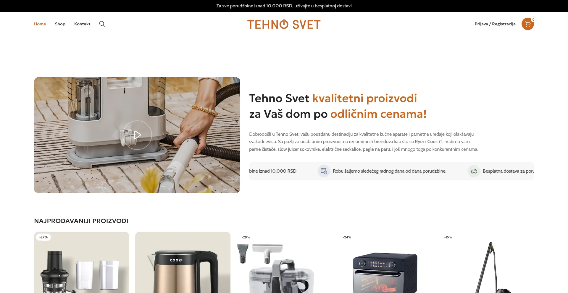 Website screenshot of Tehnosvet.rs