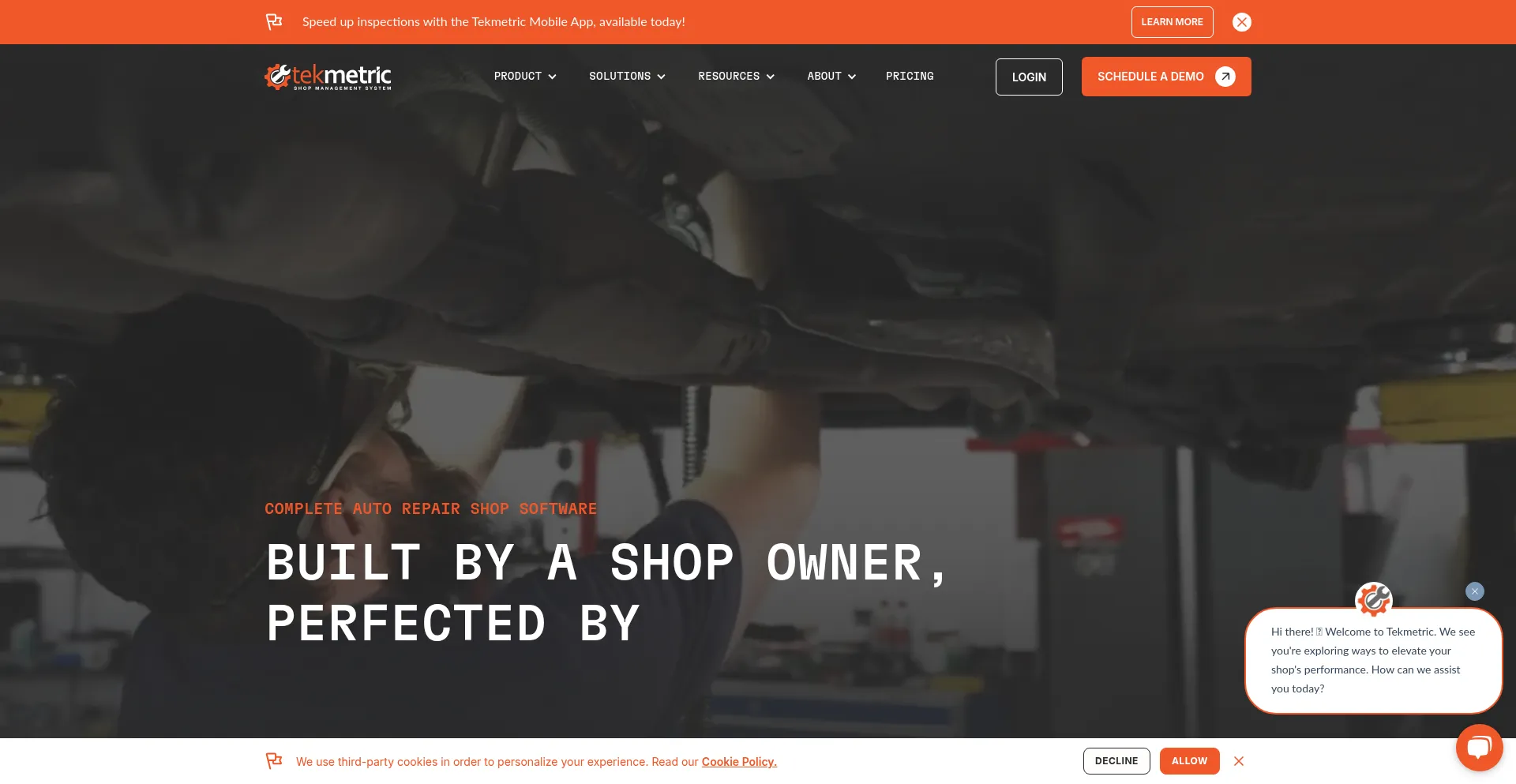 Website screenshot of Tekmetric.com