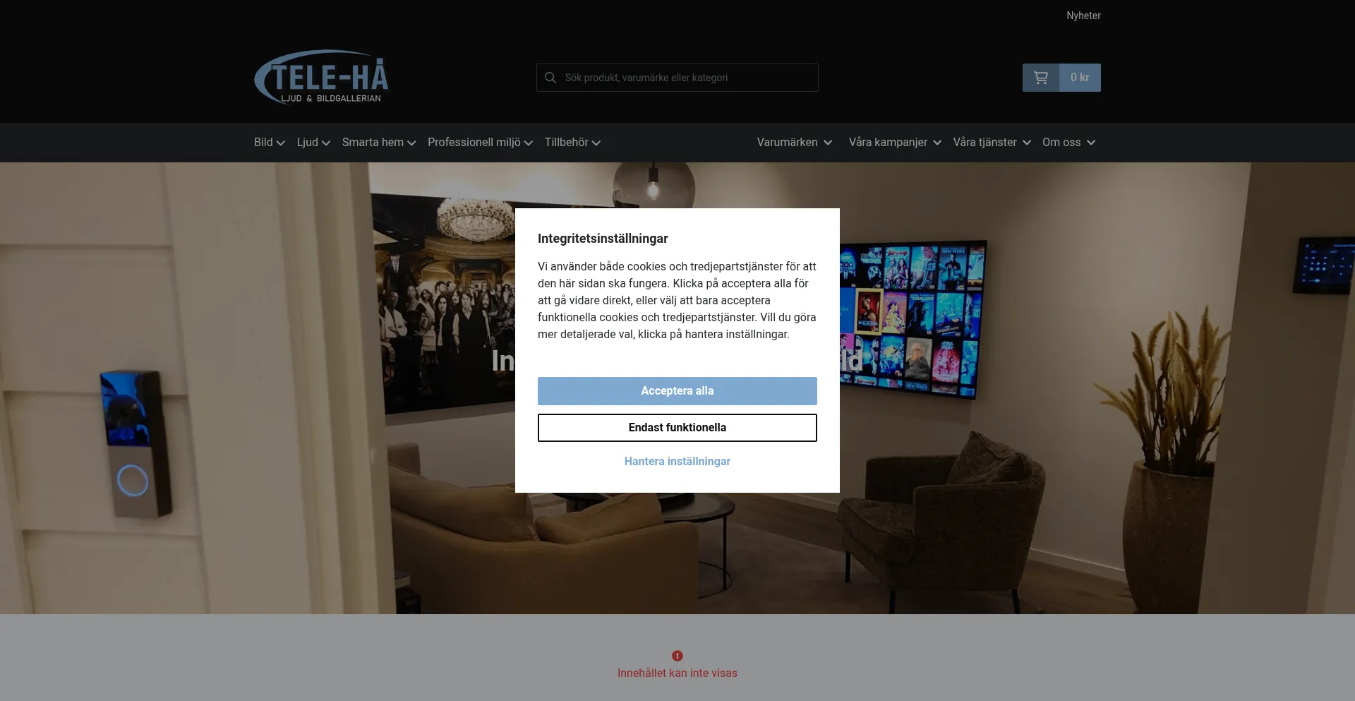 Website screenshot of Tele-ha.se