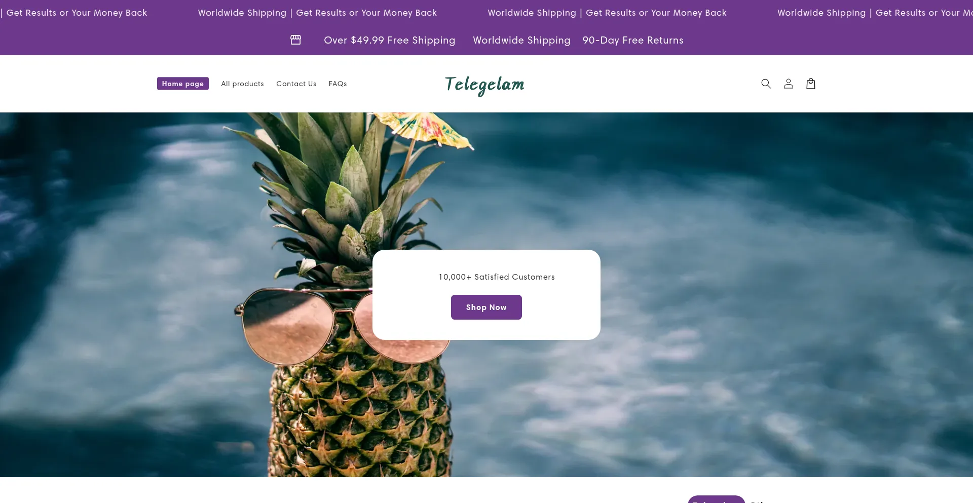Website screenshot of Telegelam.com