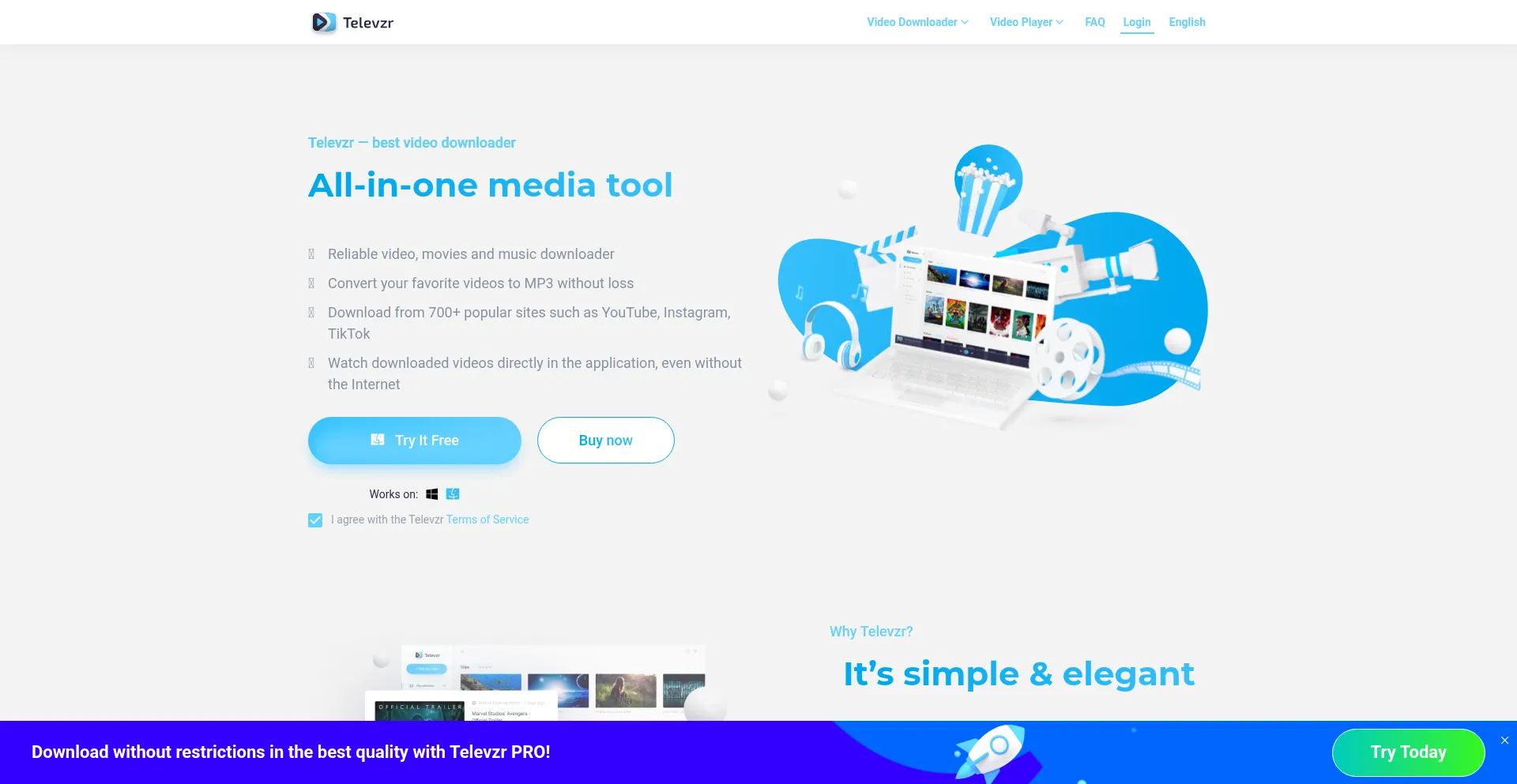 Website screenshot of Televzr.com