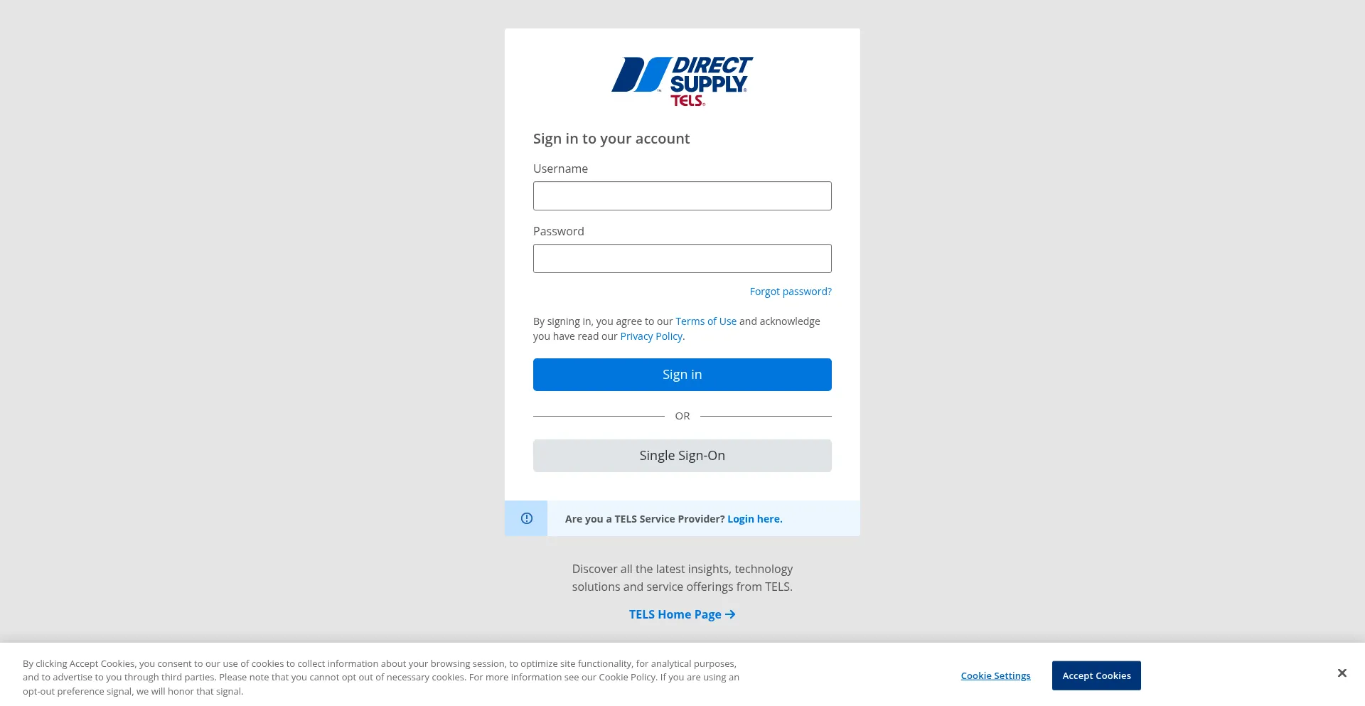 Website screenshot of Tels.net