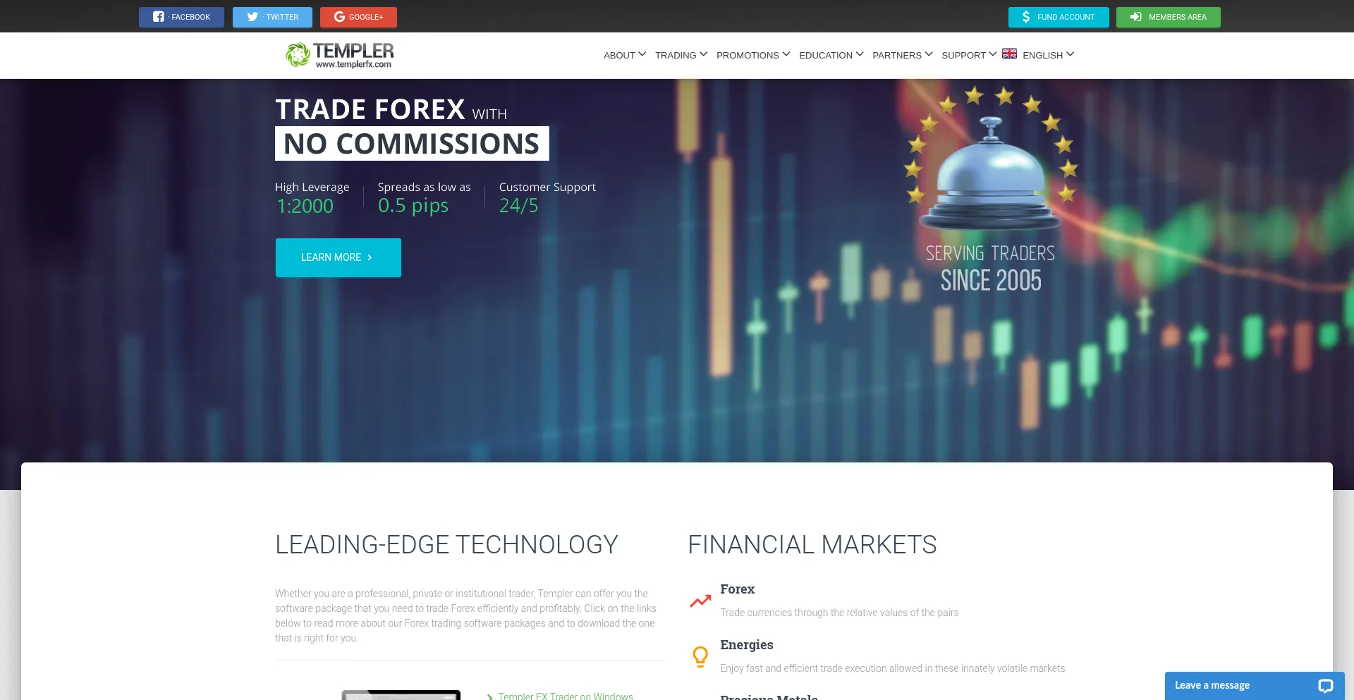 Website screenshot of Templerfx.com