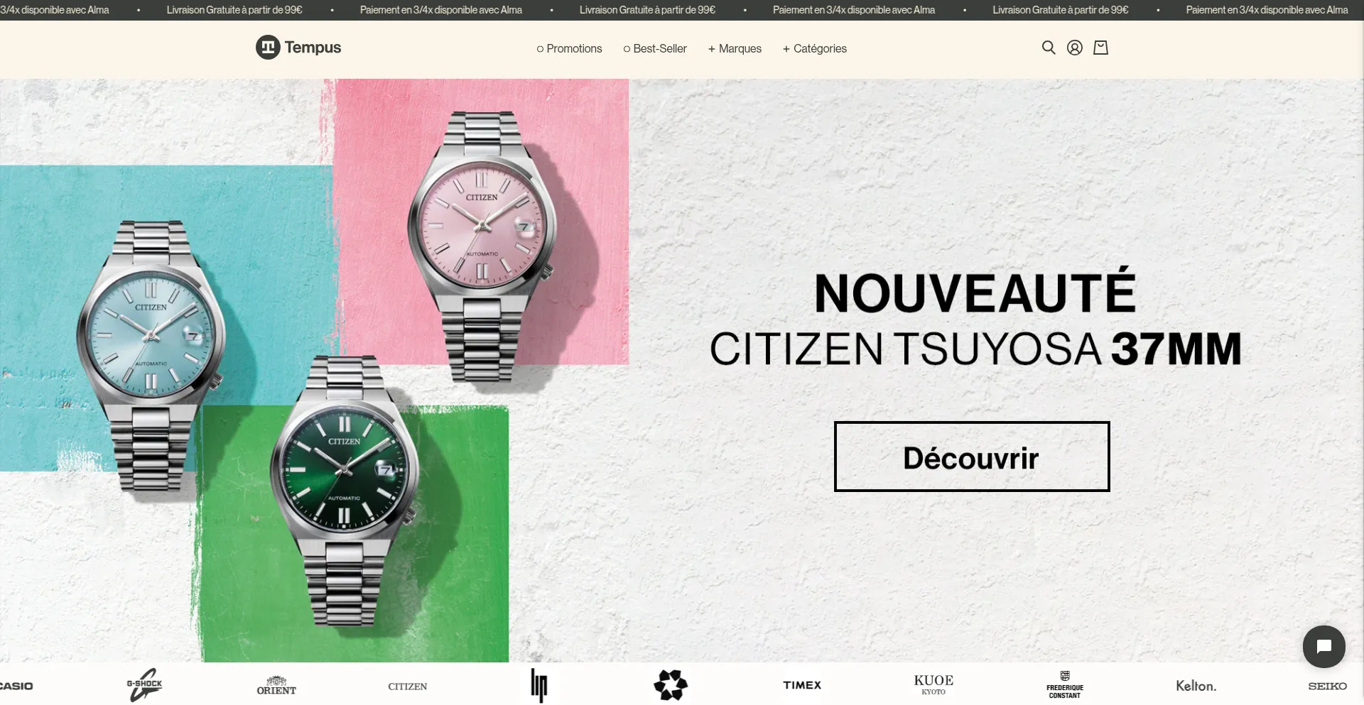 Website screenshot of Tempusshop.com