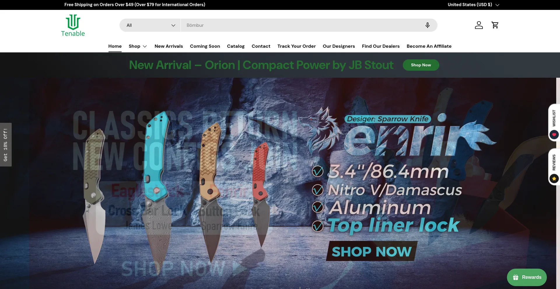 Tenableknives.com Screenshot