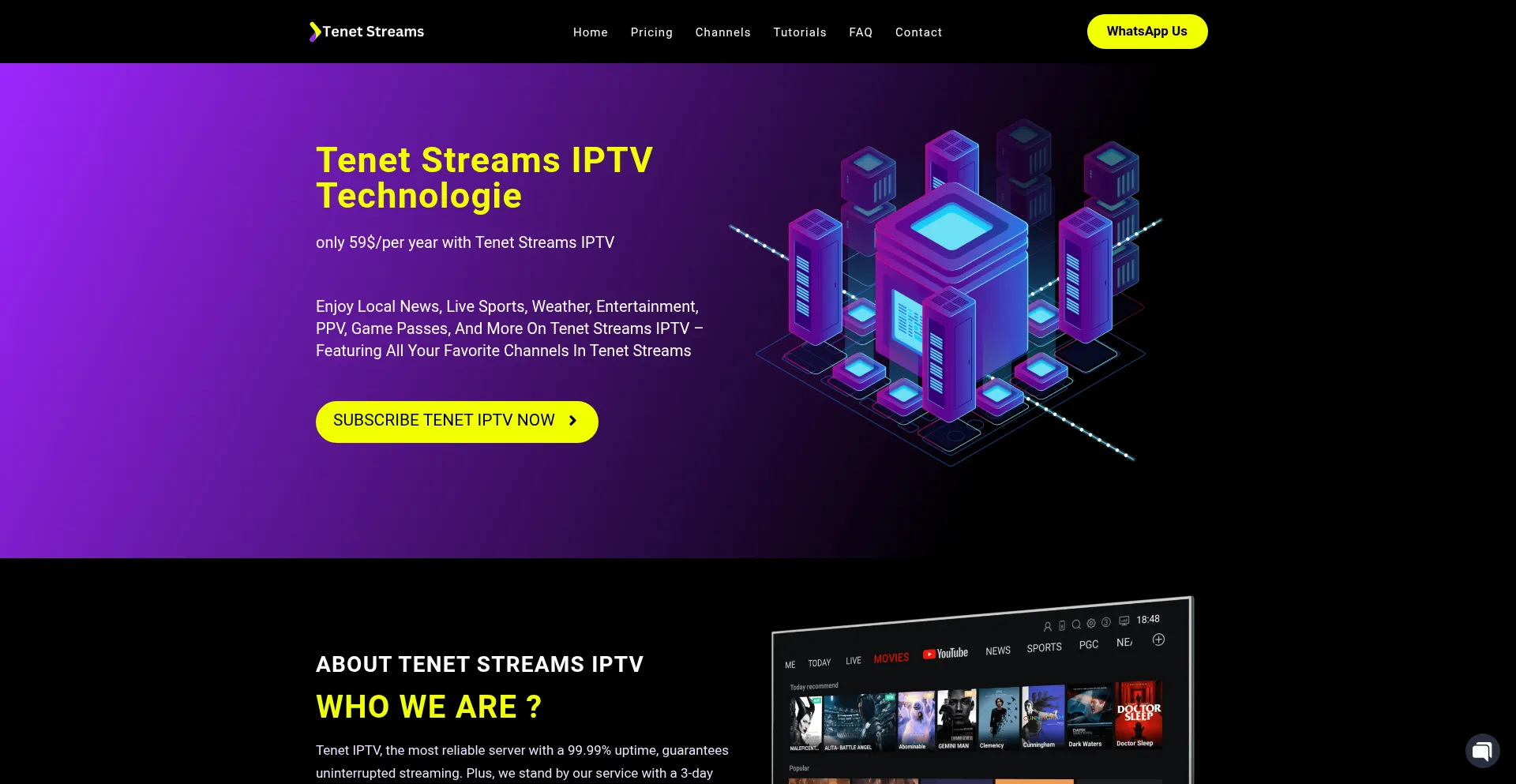 Website screenshot of Tenetstreams.us