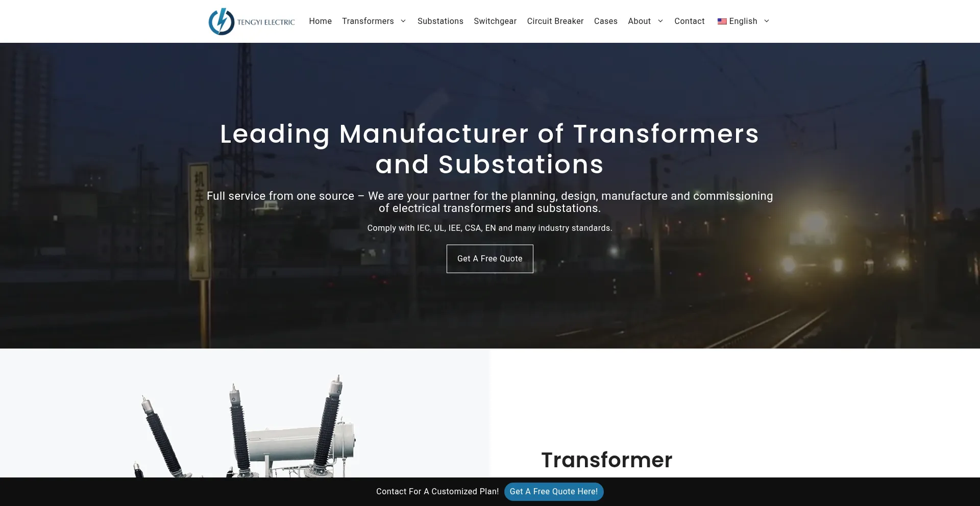 Website screenshot of Tengyielectric.com