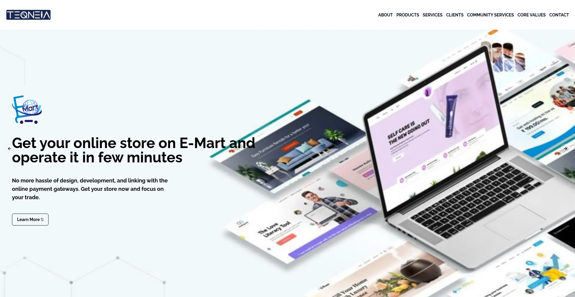 Website screenshot of Teqneia.com
