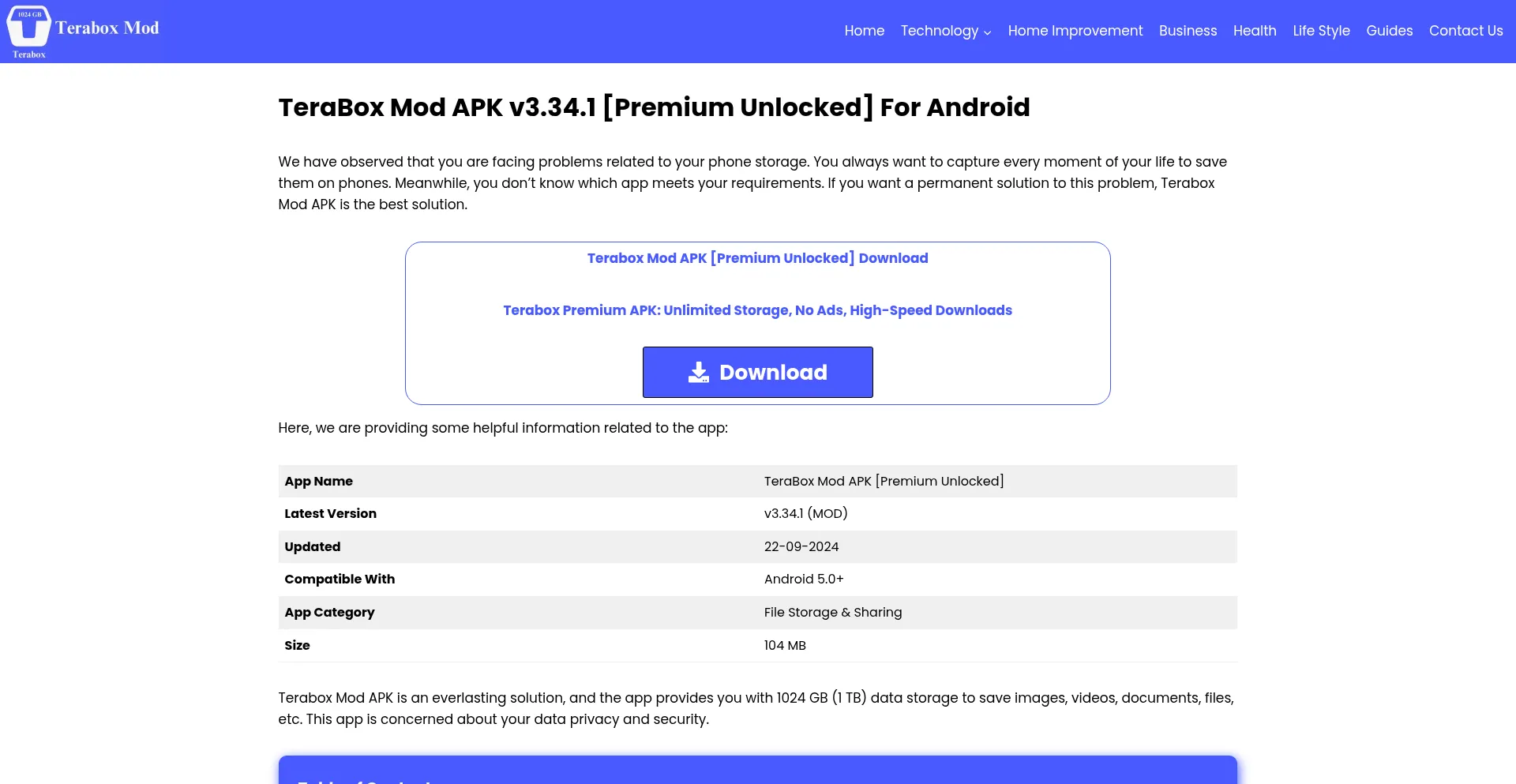 Terabapp.com Screenshot