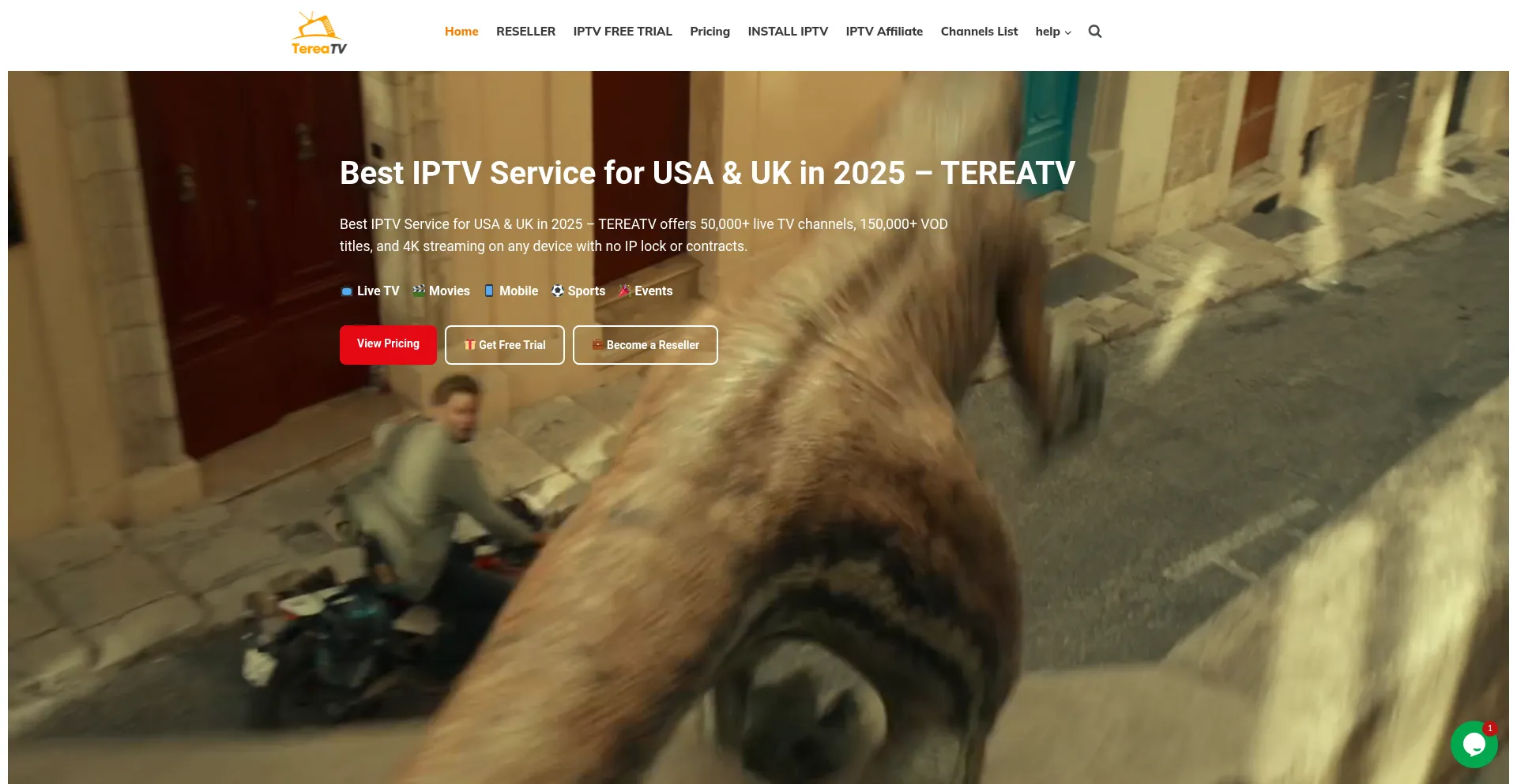 Website screenshot of Tereatv.com
