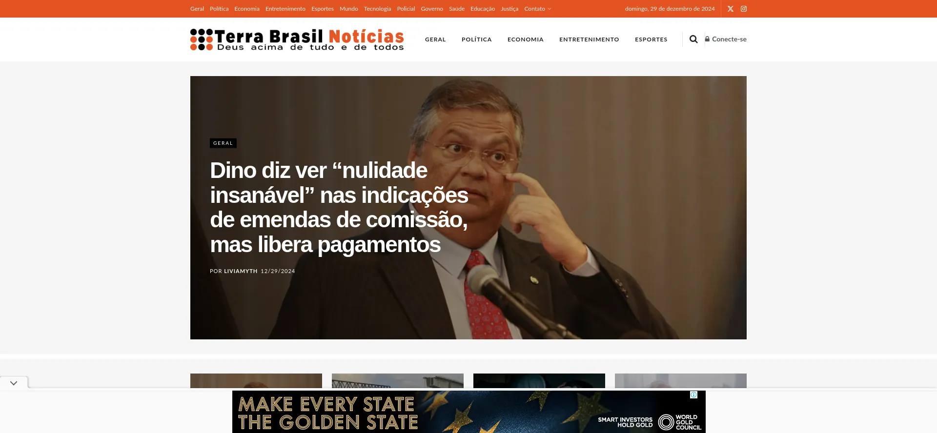 Website screenshot of Terrabrasilnoticias.com