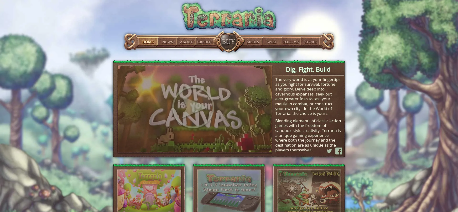 Website screenshot of Terraria.org