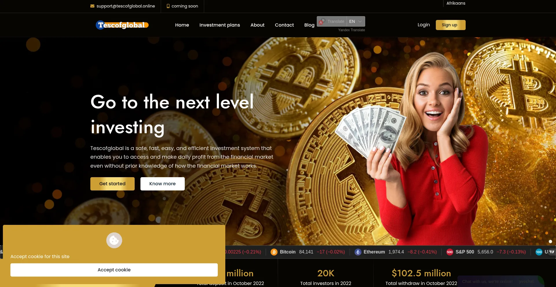 Website screenshot of Tescof-global.online