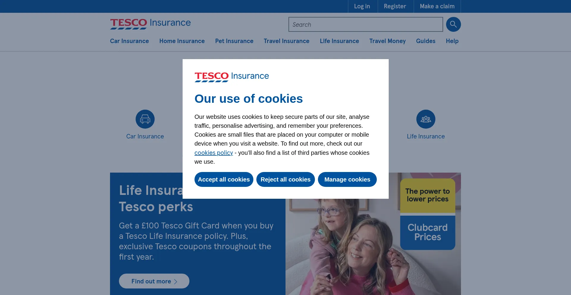 Tescoinsurance.com Screenshot