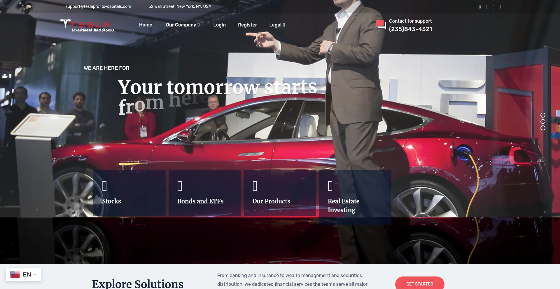 Website screenshot of Teslaprofits-capitals.com