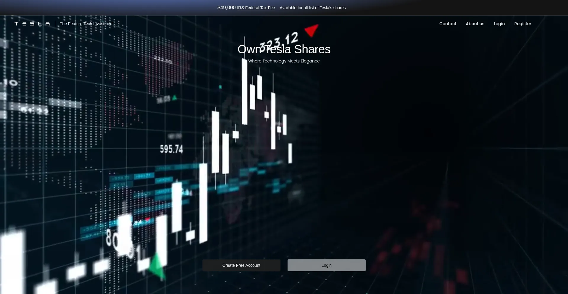 Website screenshot of Teslashareinc.com