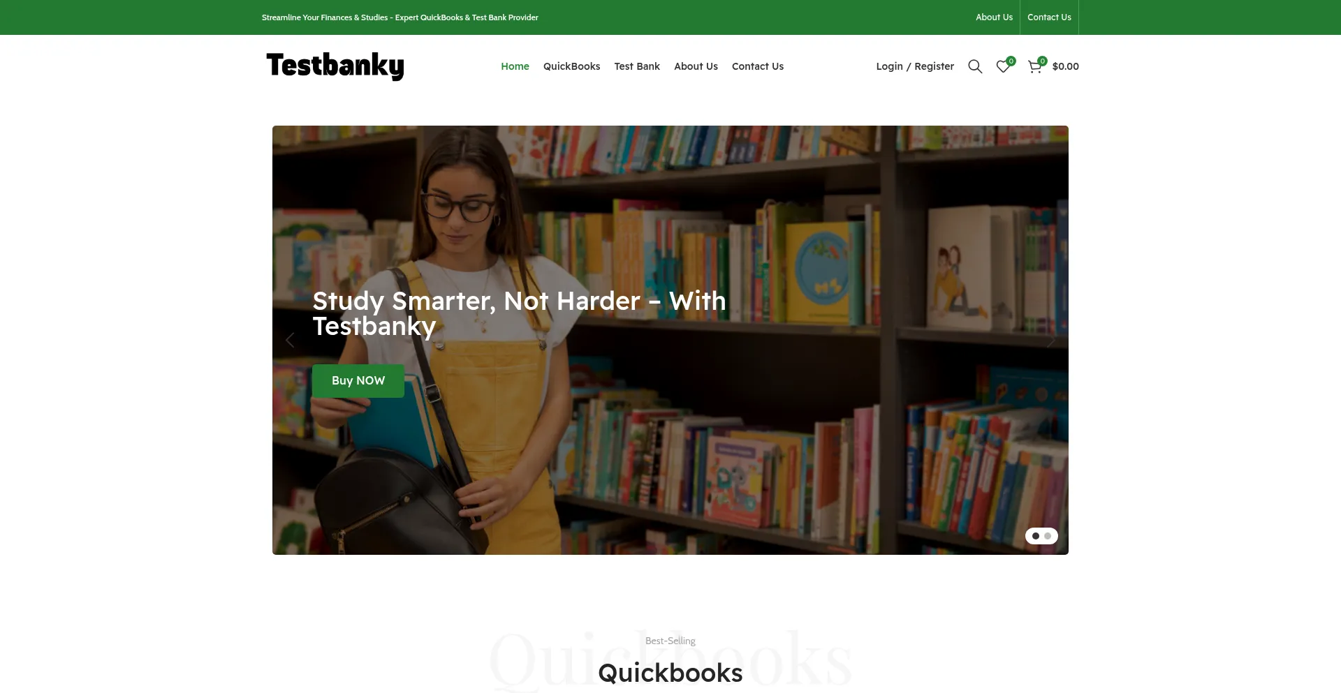 Website screenshot of Testbanky.plus