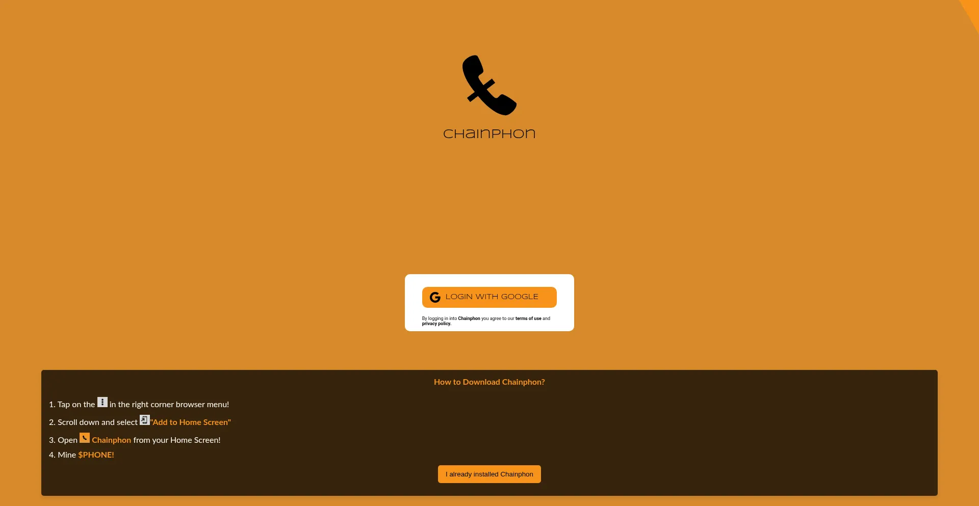 Website screenshot of Testnet.chainphon.com