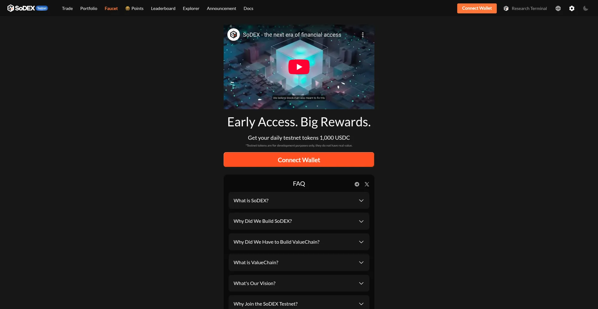 Testnet.sodex.com Screenshot