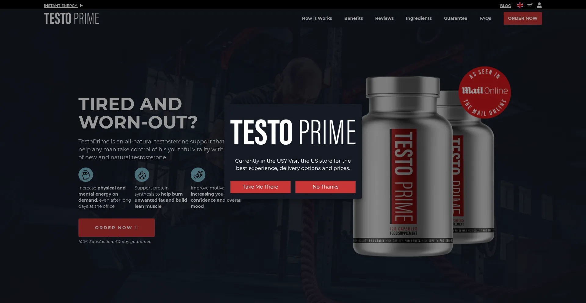 Website screenshot of Testoprime.co.uk