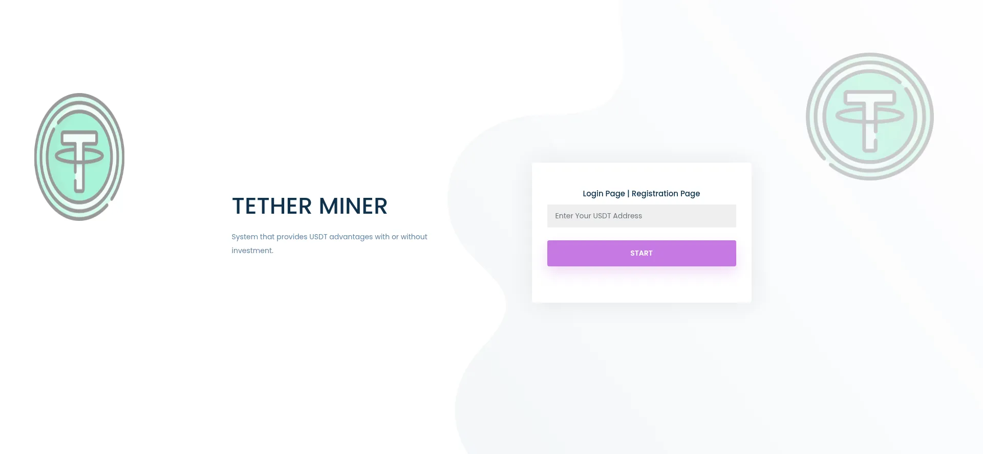 Website screenshot of Tether-miner.com