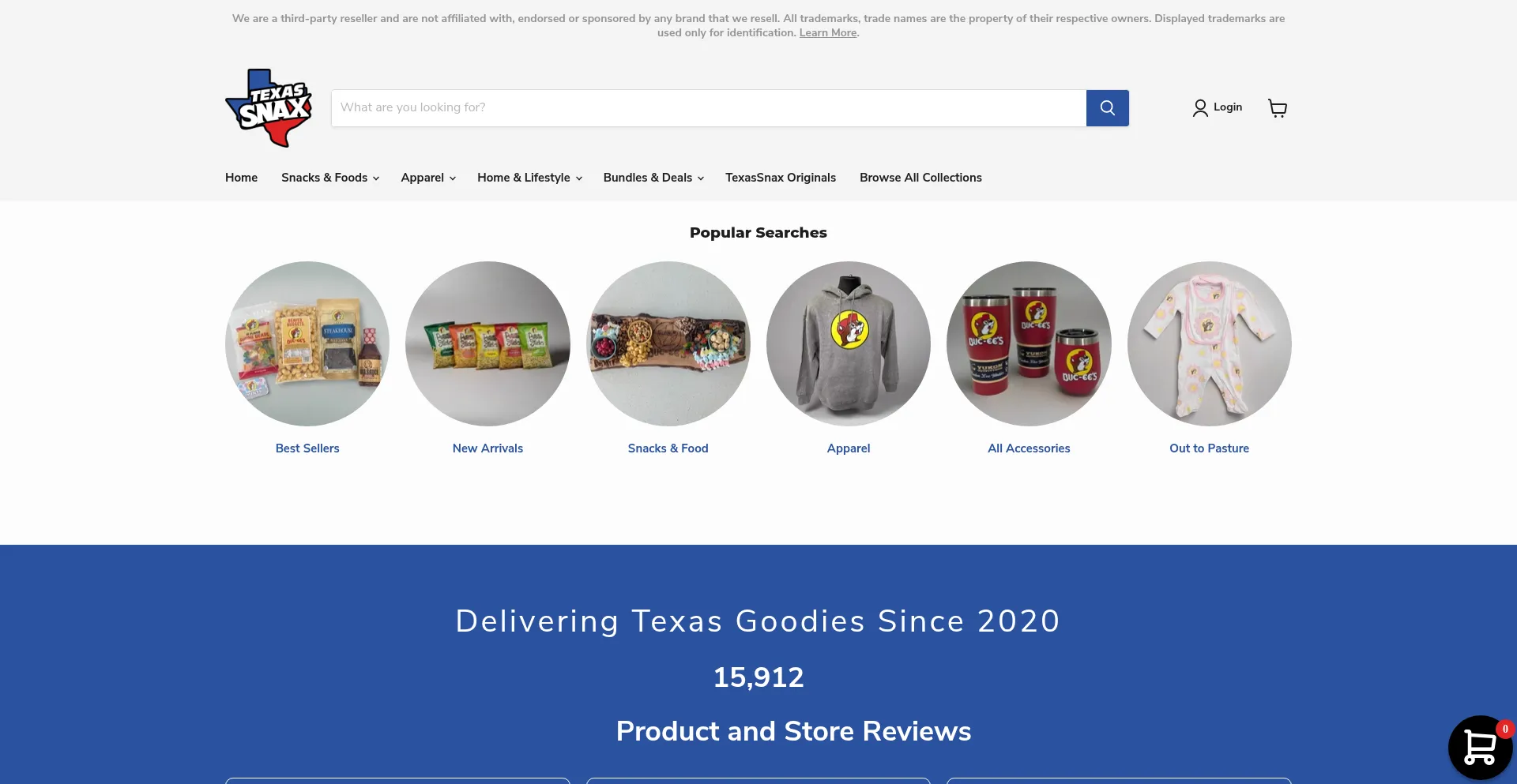 Website screenshot of Texassnax.com