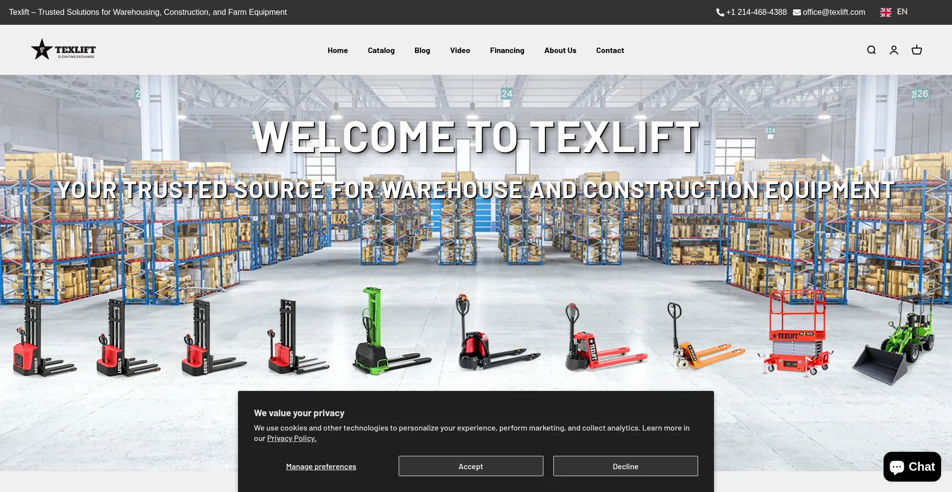 Website screenshot of Texlift.com