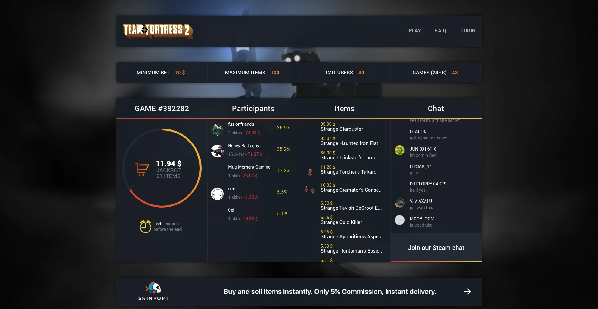 Website screenshot of Tf2champ.com