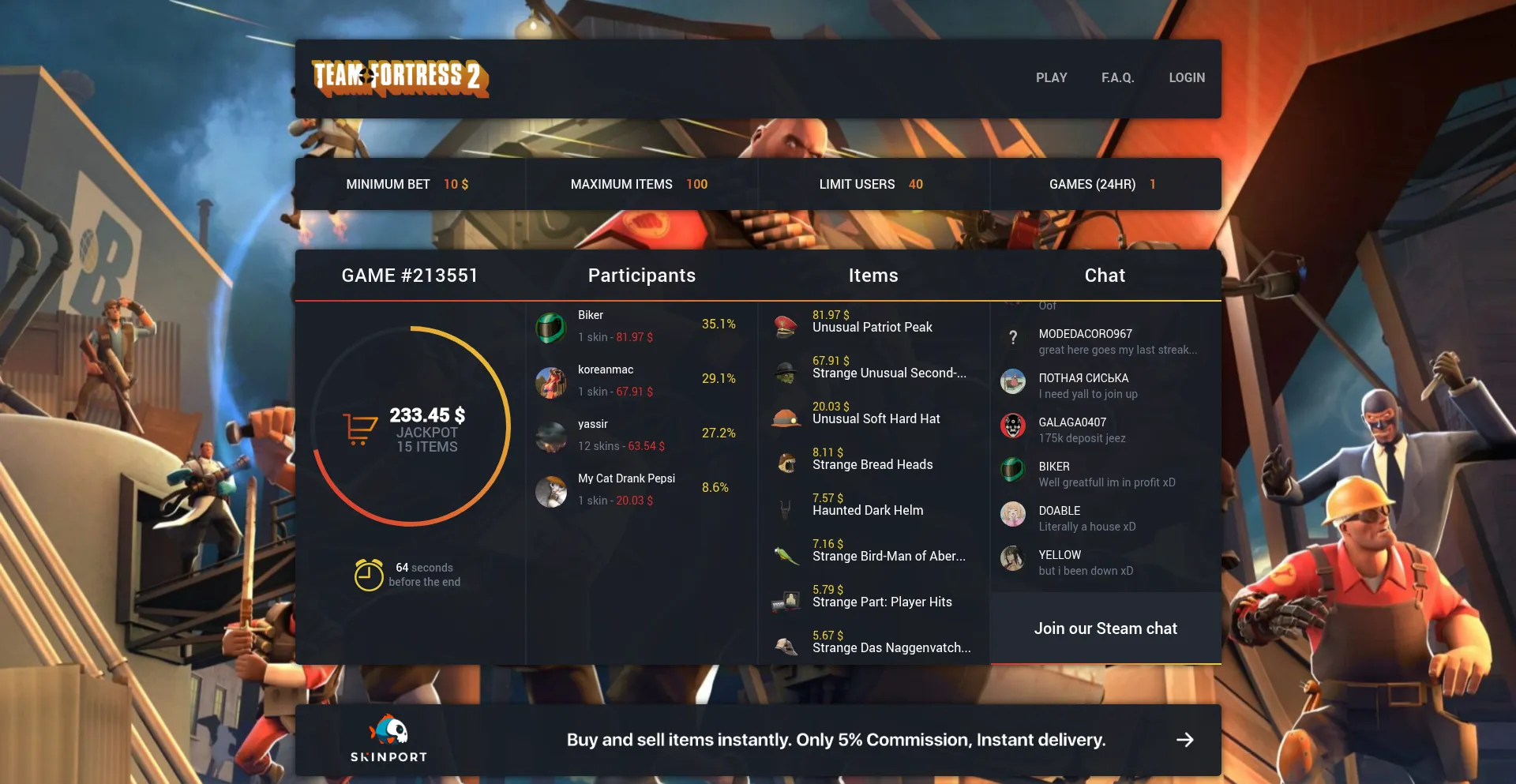 Website screenshot of Tf2headwear.com