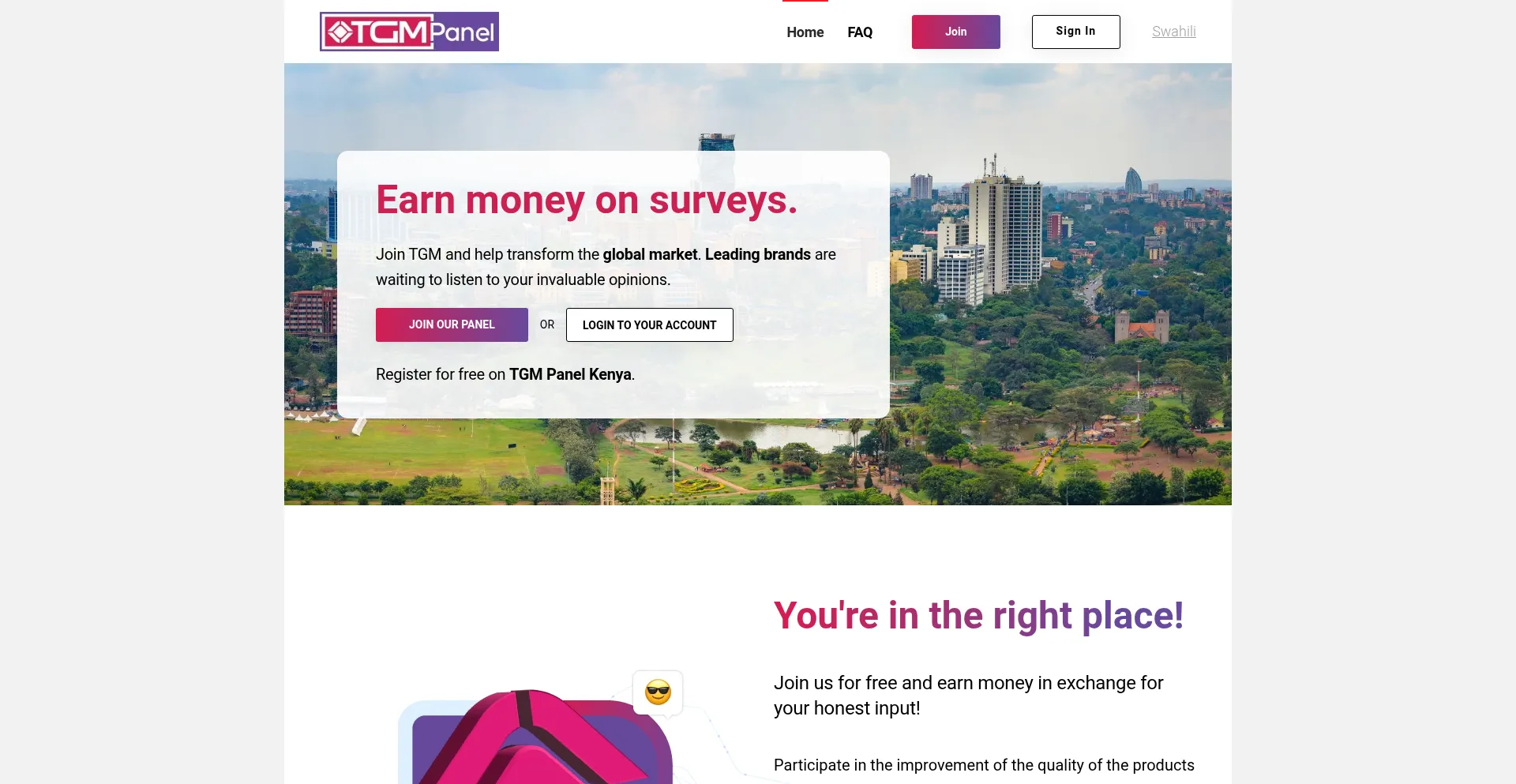 Website screenshot of Tgmpanel.co.ke