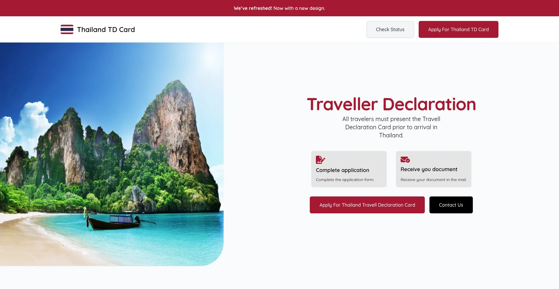 Website screenshot of Thailandarrivalcardtourist.com