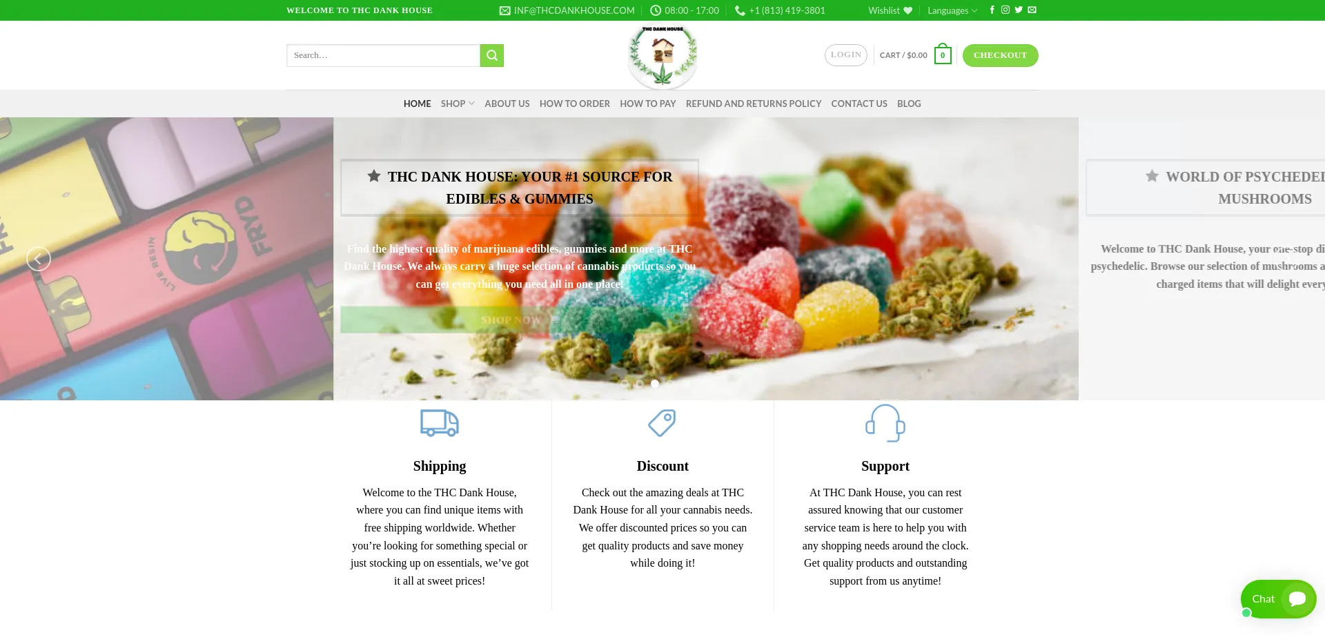 Website screenshot of Thcdankhouse.com