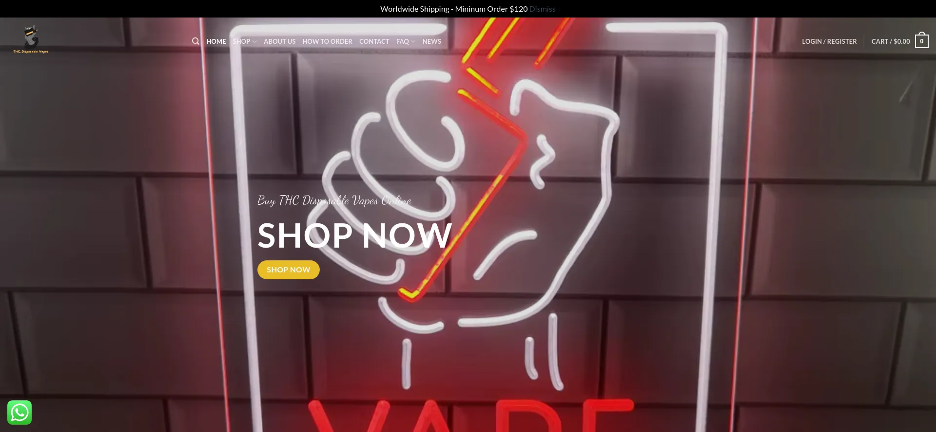 Website screenshot of Thcdisposablevapes.com