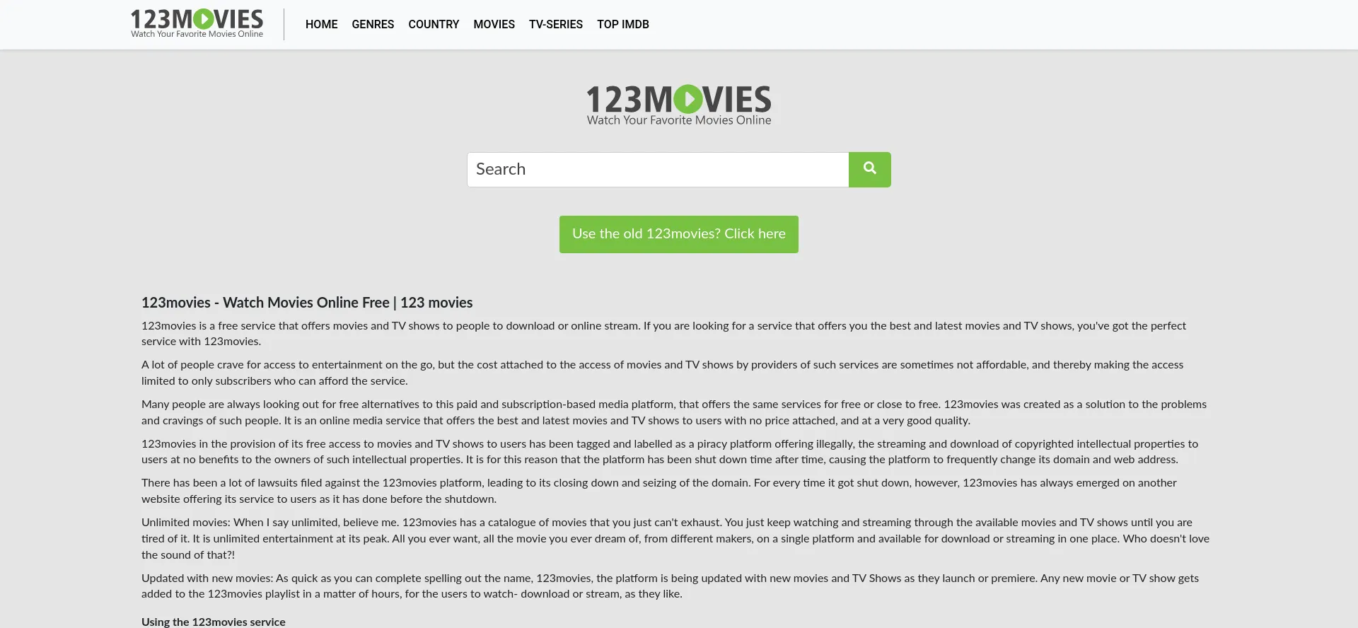 Website screenshot of The-123movie.com