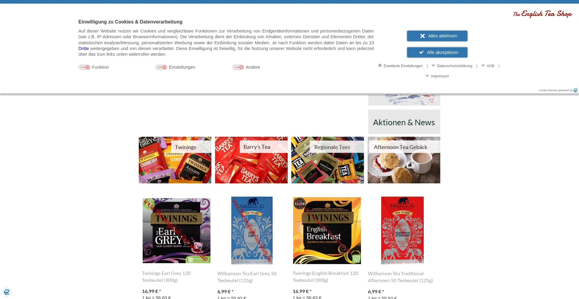 Website screenshot of The-english-tea-shop.de