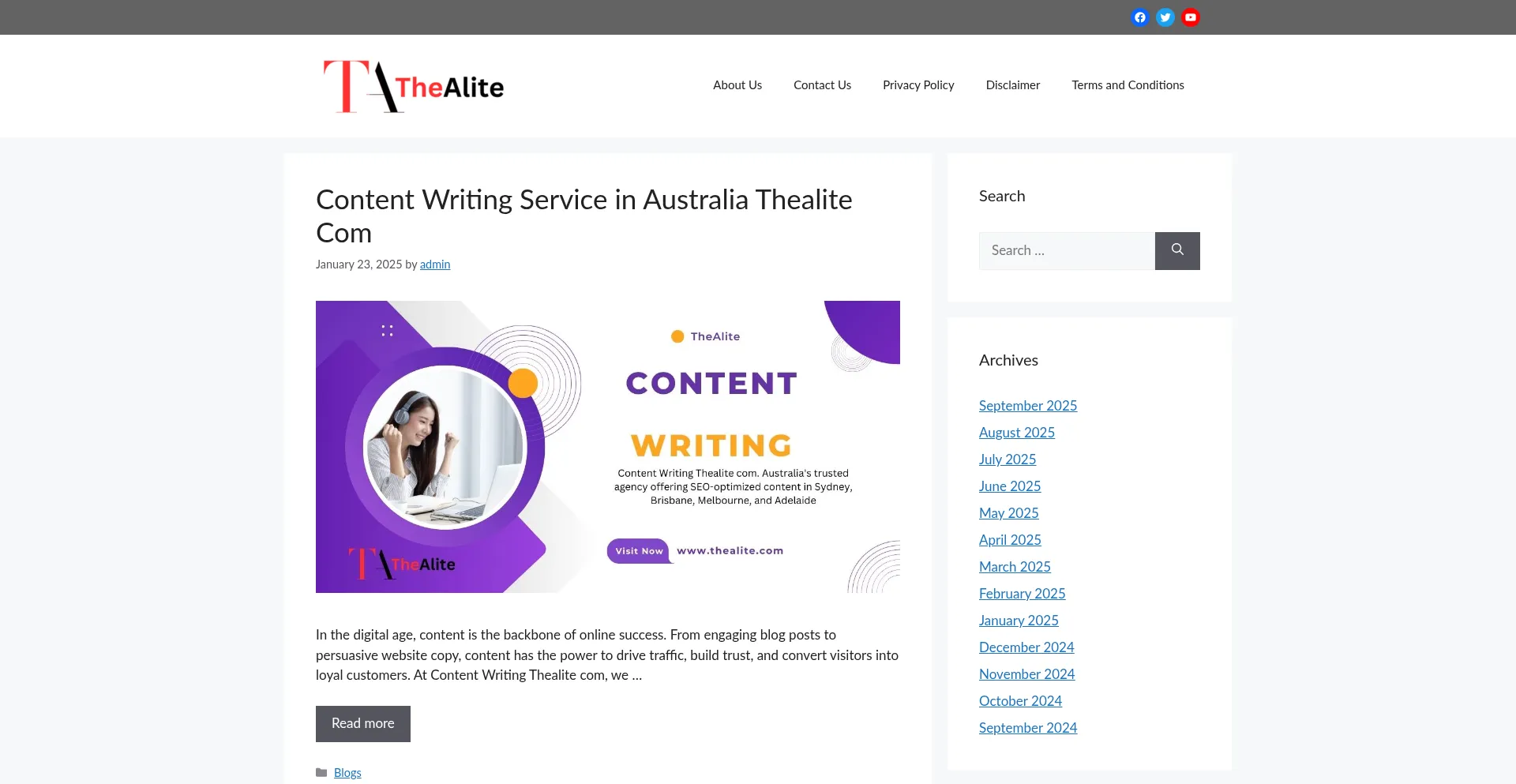 Thealite.com Screenshot