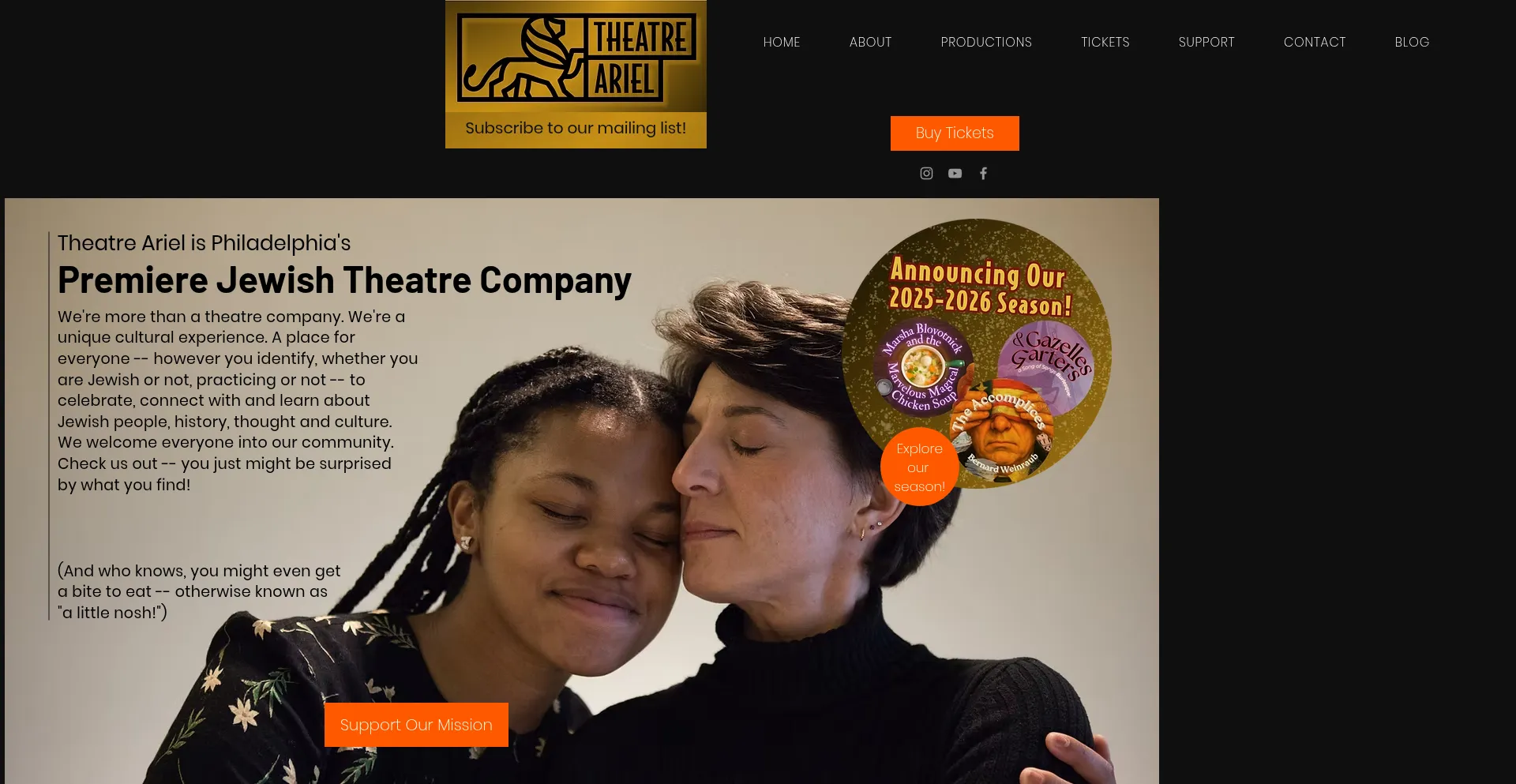 Website screenshot of Theatreariel.org