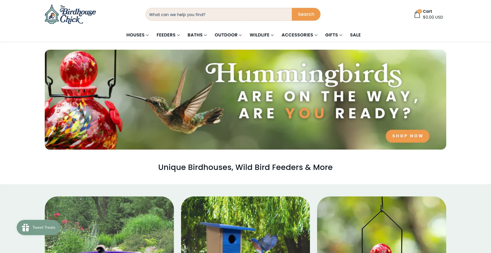 Website screenshot of Thebirdhousechick.com