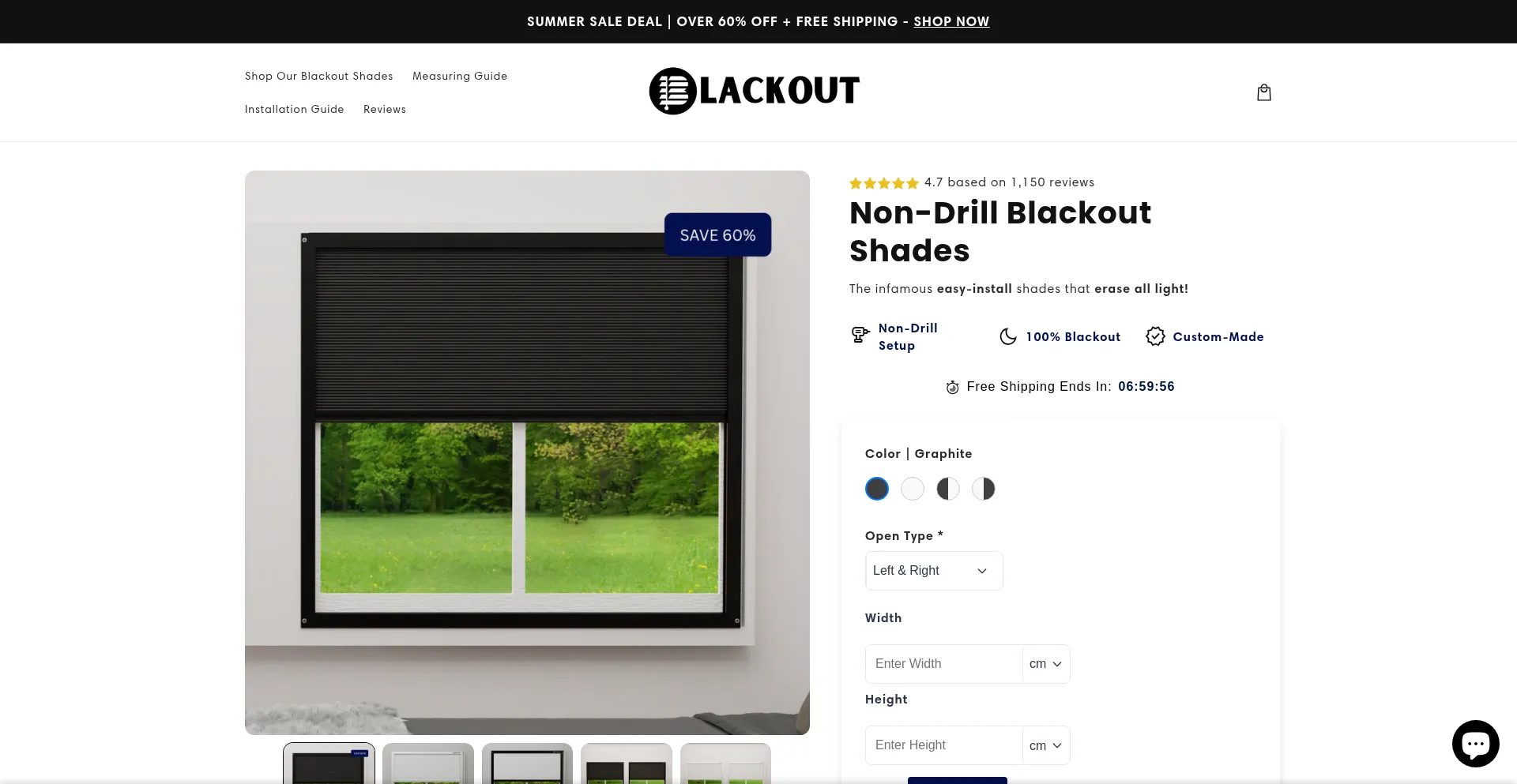 Website screenshot of Theblackoutblind.com