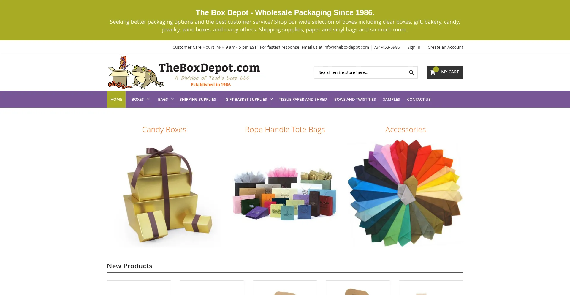 Website screenshot of Theboxdepot.com