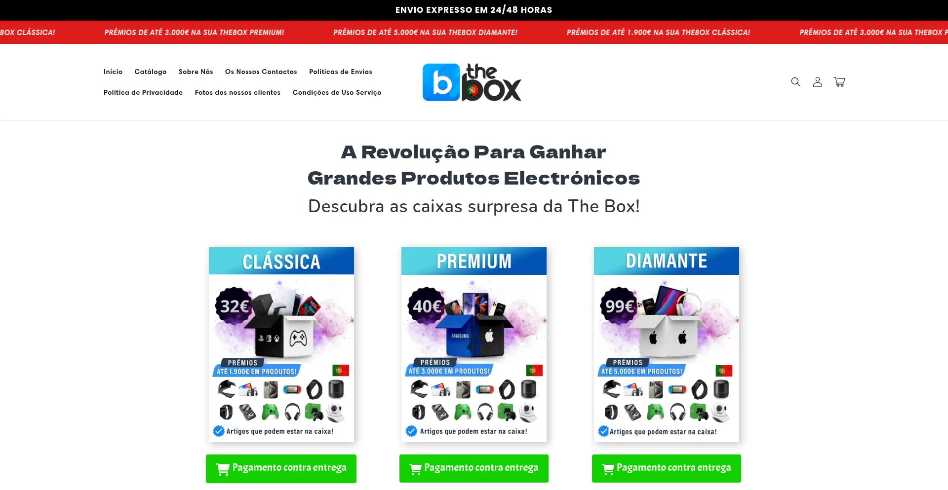 Website screenshot of Theboxpt.com