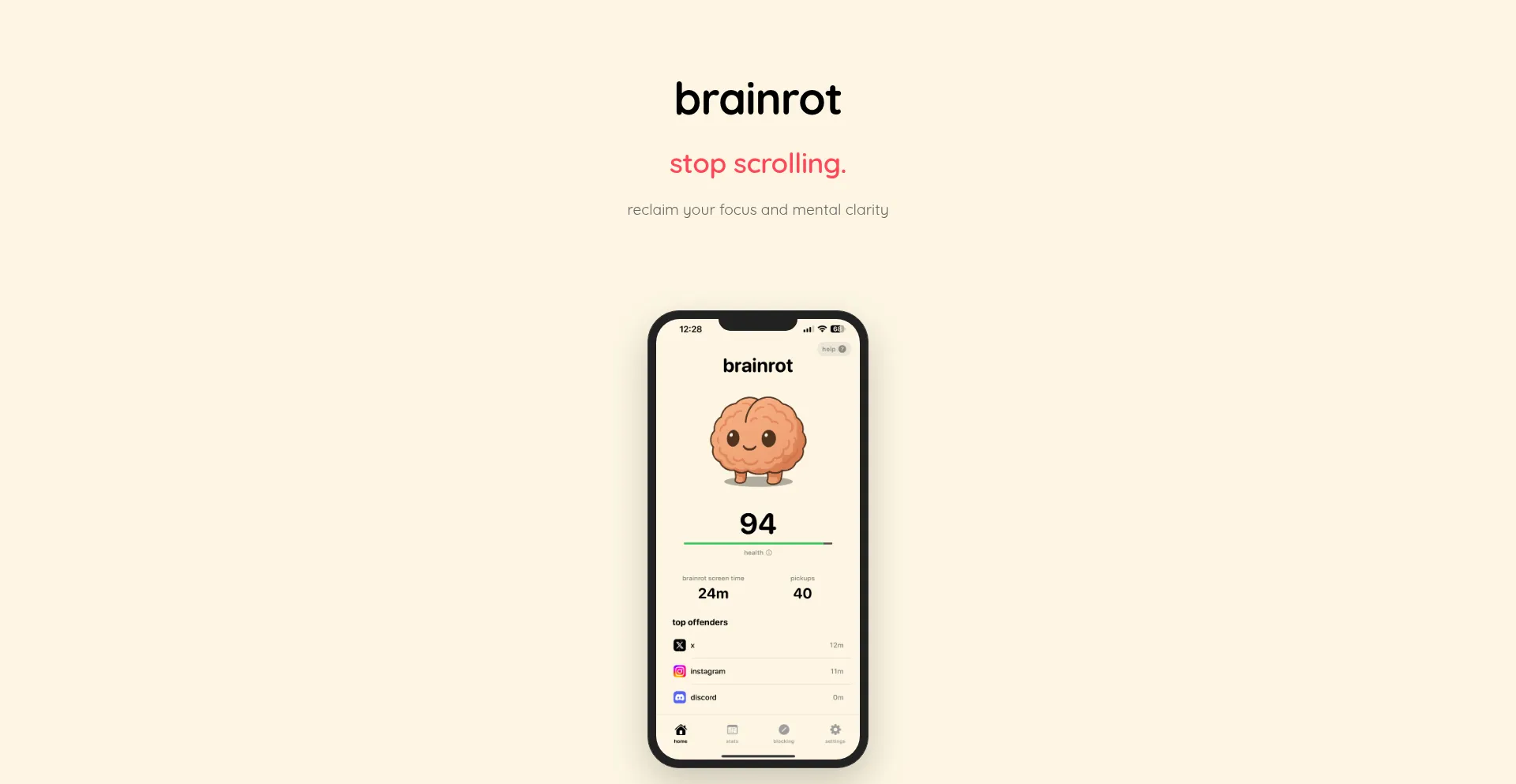 Website screenshot of Thebrainrotapp.com
