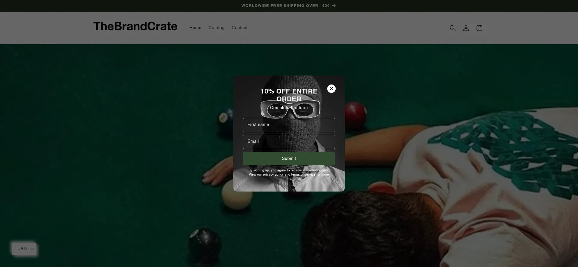 Website screenshot of Thebrandcrate.com