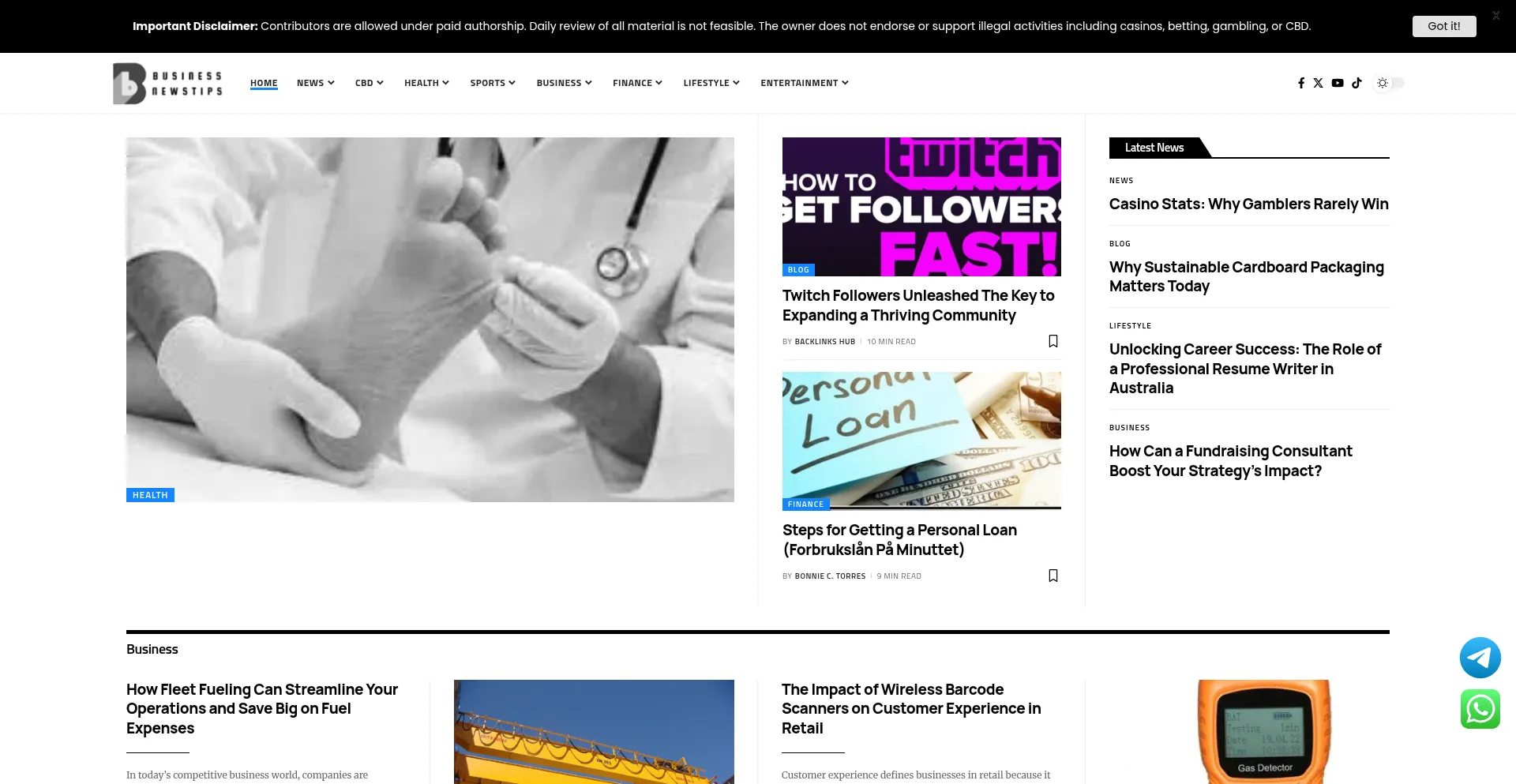 Thebusinessnewstips.com Screenshot
