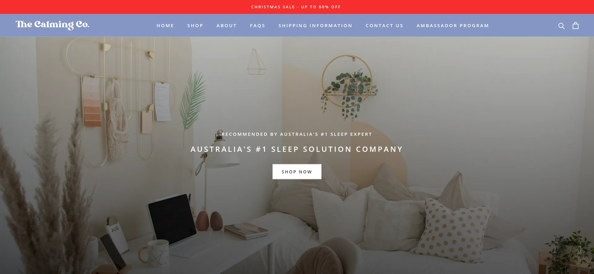 Website screenshot of Thecalmingco.com.au
