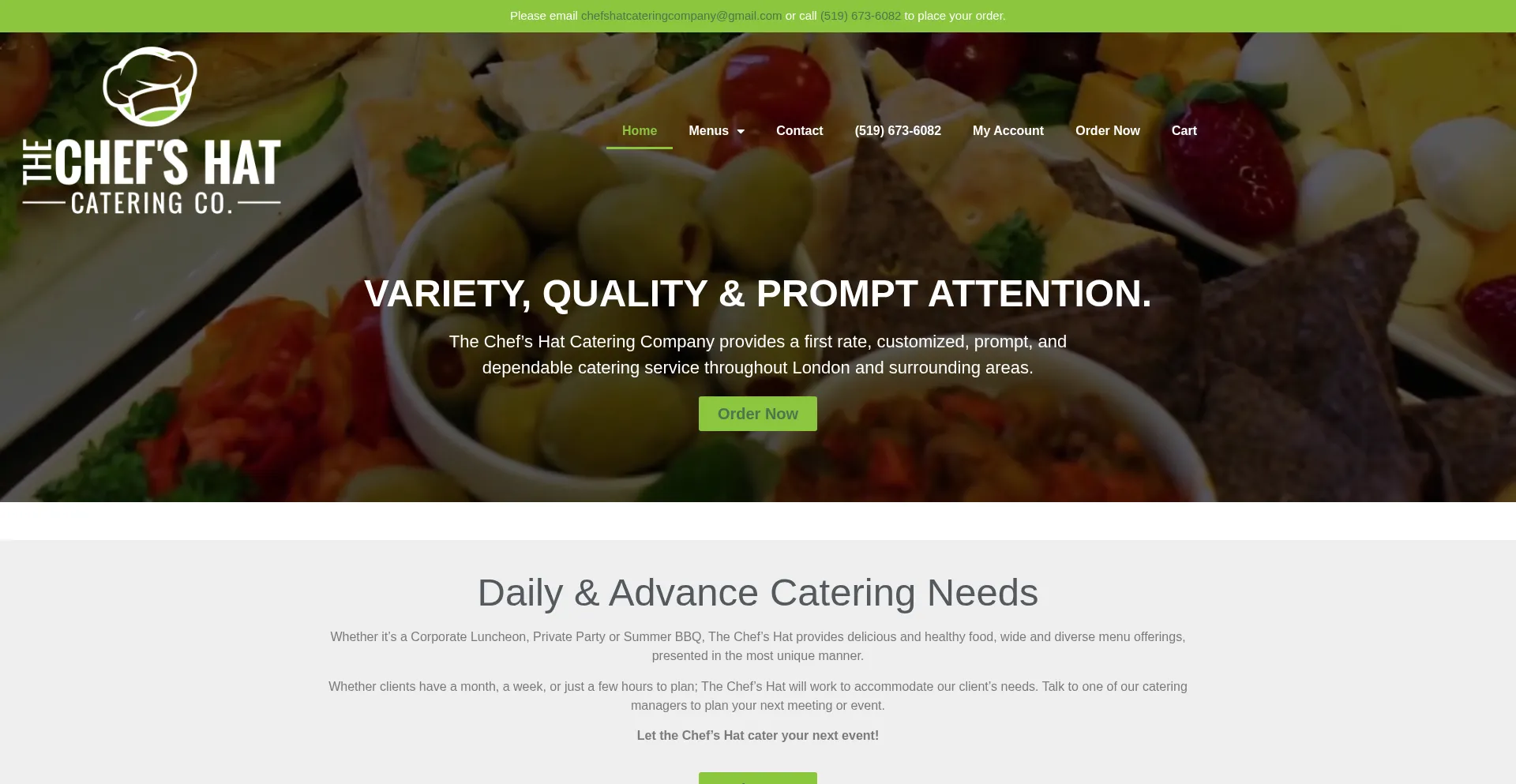 Website screenshot of Thechefshat.ca