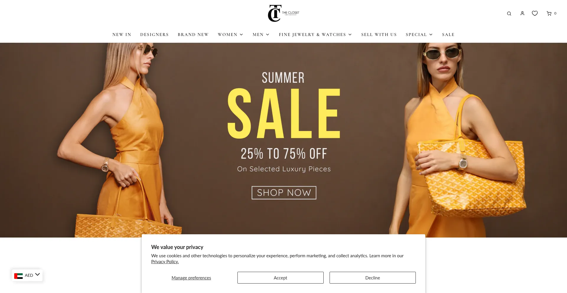 Website screenshot of Theclosetonlineshop.com