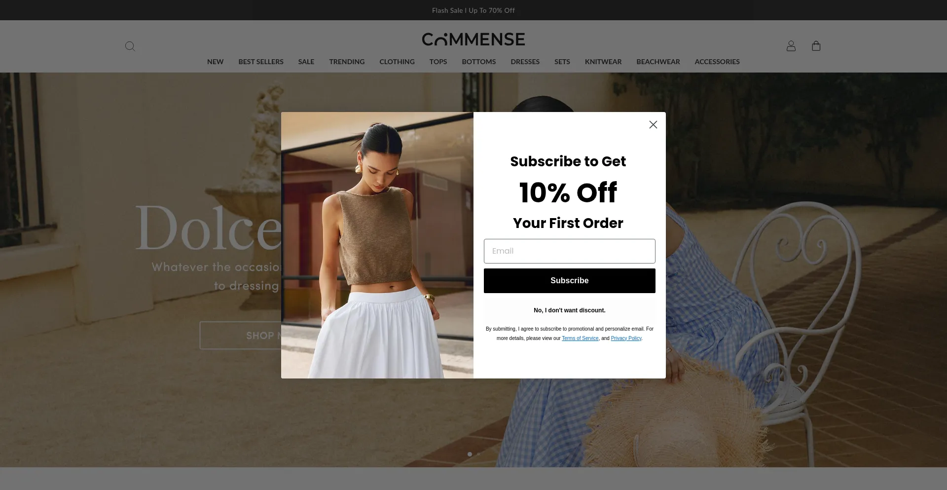 Website screenshot of Thecommense.com