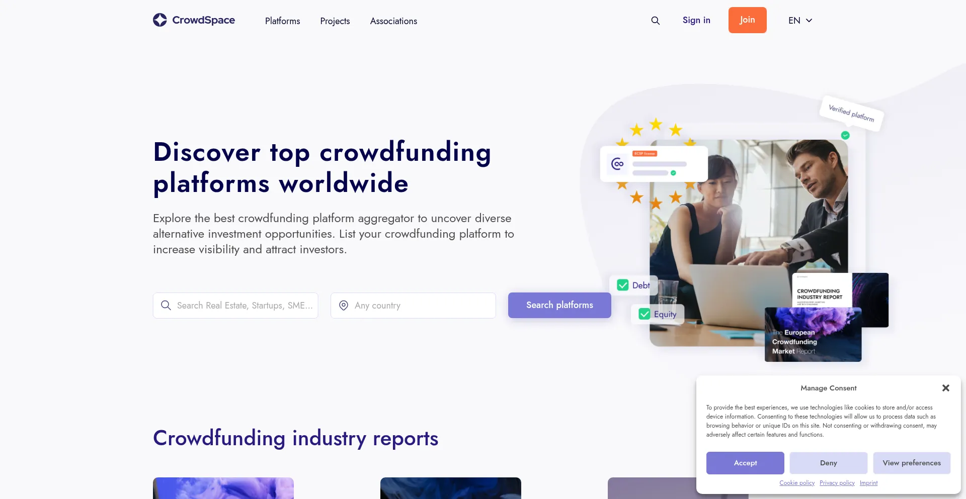 Website screenshot of Thecrowdspace.com